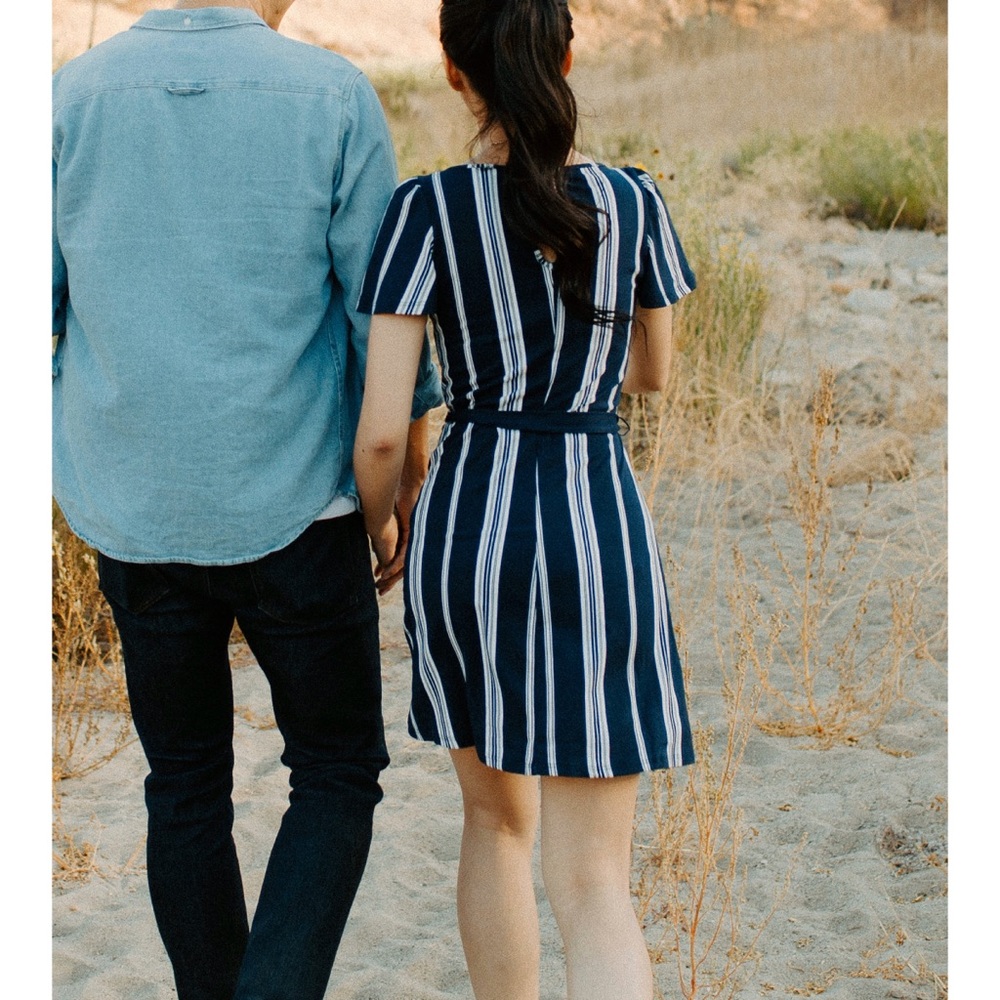 FRANCESCA’S Navy and White Striped Dress - Picture 2 of 4